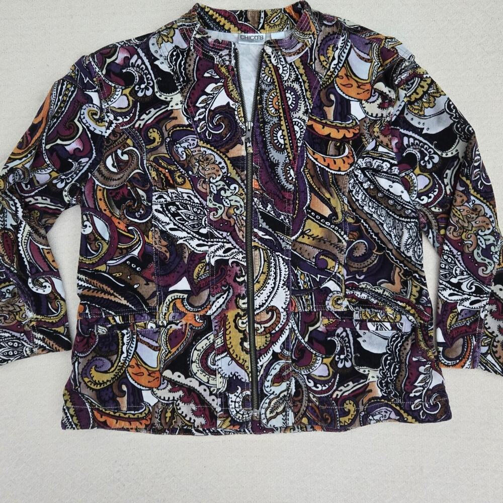 Paisley corduroy zip jacket